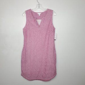 Time and Tru Linen Blend Pin Striped Shift Dress with Pockets NWT Size S (4-6)